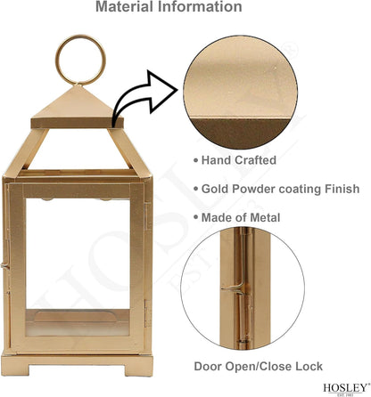 Classic Style Glass Iron Lantern with One Pillar Candle