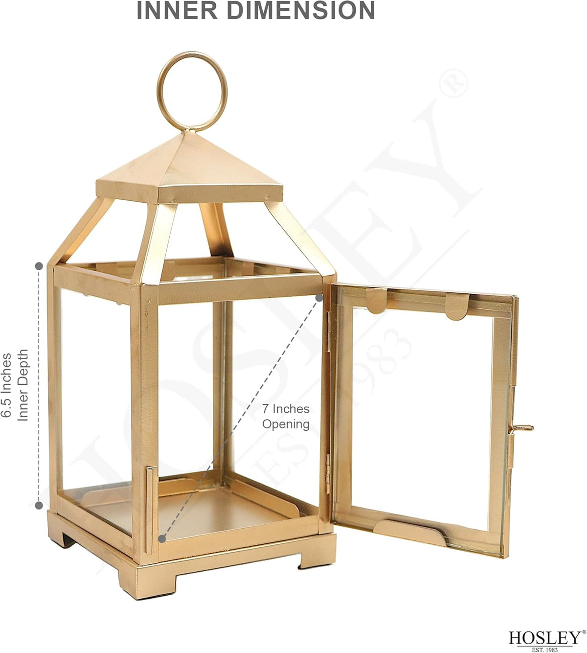 Classic Style Glass Iron Lantern with One Pillar Candle