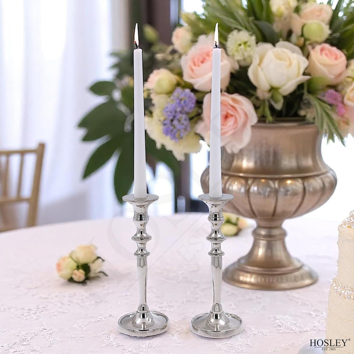 Silver Finish Metal Taper Candle Holder