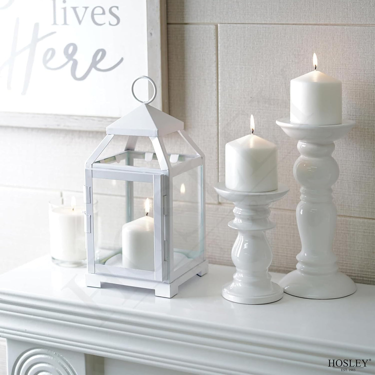 White Classic Style Glass Iron Lantern