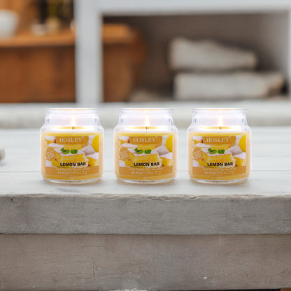 Set of 3 Hosley® Lemon Bar  Highly Fragranced Jar Candles, 2.65 Oz wax each