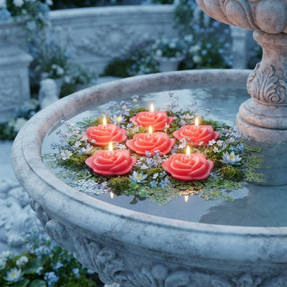 Hosley Apple Cinnamon Scented Floating Candles for Decoration, Set of 6