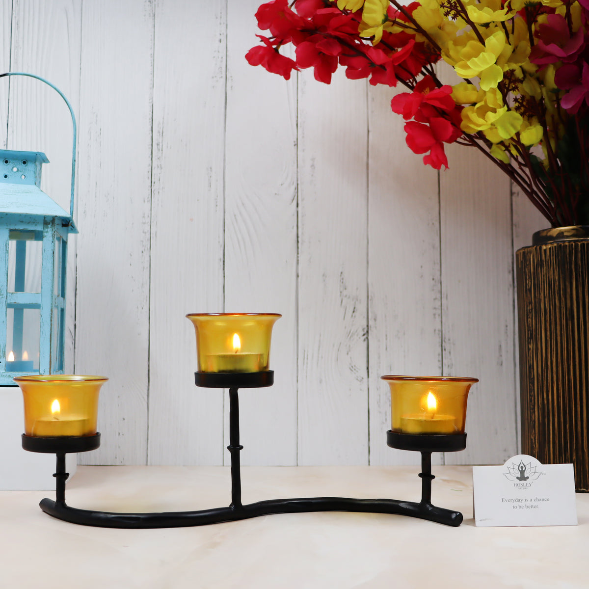 Hosley Colorful Glass Tealight Holder