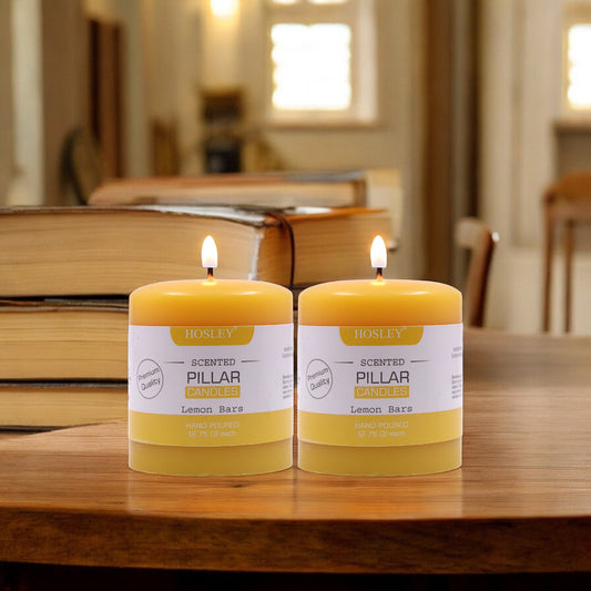 Hosley Set of 2 Lemon Bar 3Inchs Pillar Candles