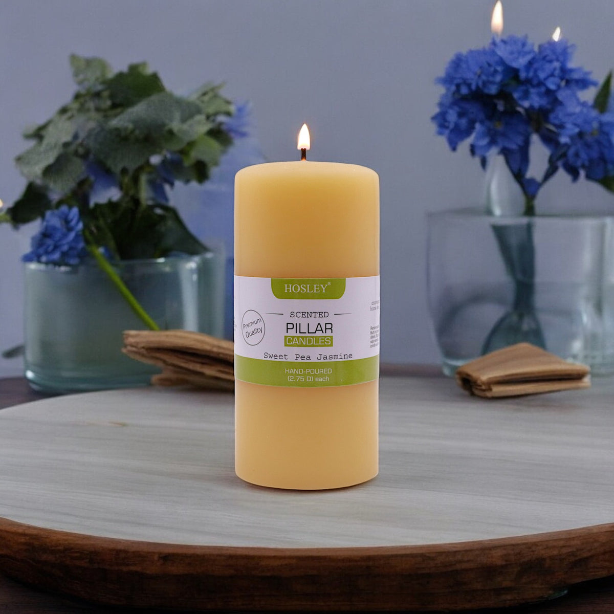 Hosley® Sweet Pea Jasmine Highly Fragranced 6inch Pillar Candle