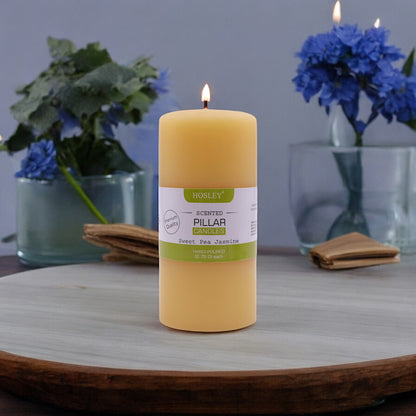 Hosley® Sweet Pea Jasmine Highly Fragranced 6inch Pillar Candle