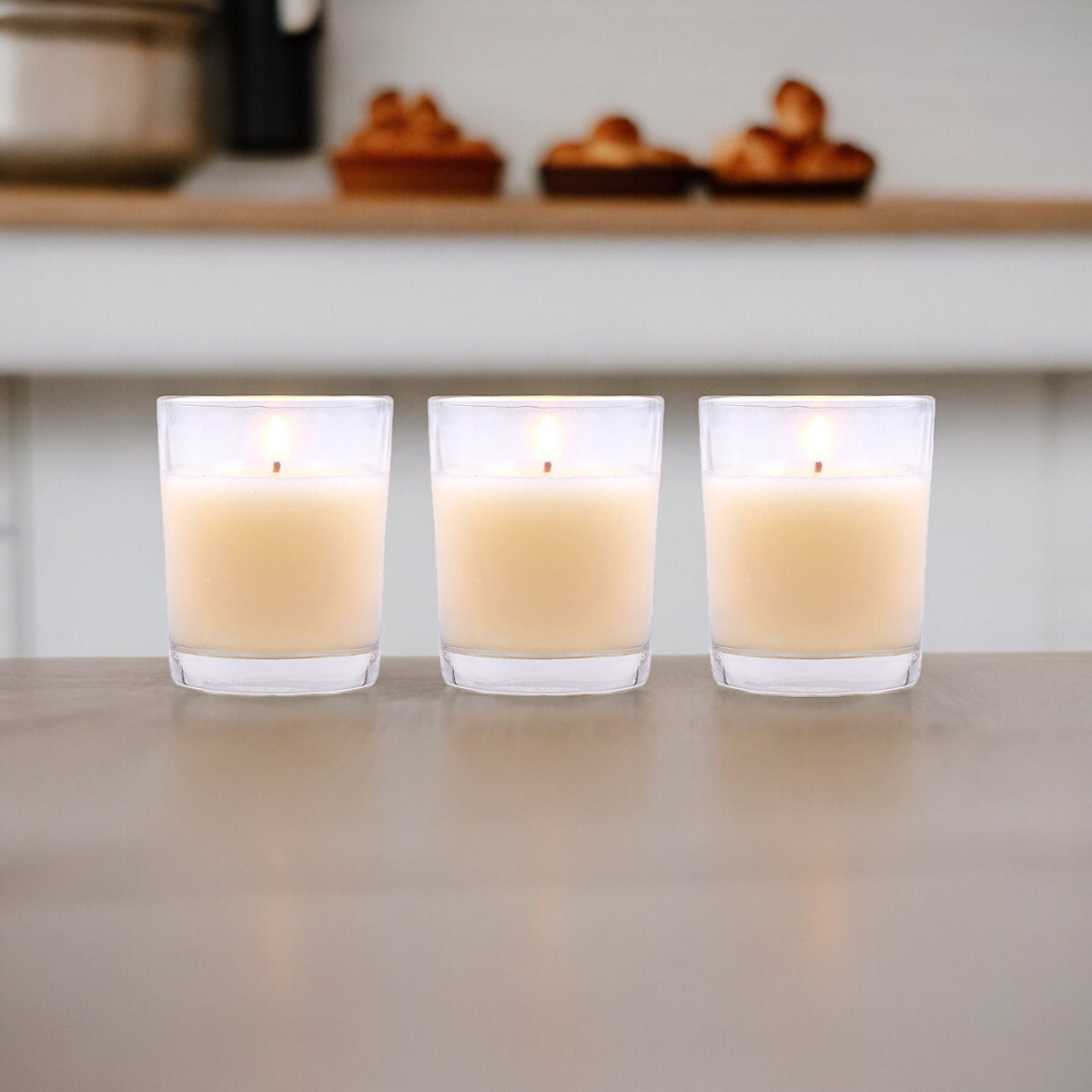 Set of 3 Hosley® Highly Fragranced Sweet Pea Jasmine  Filled Glass Candles, 1.6 Oz wax each