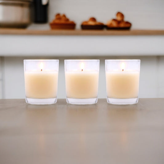 Set of 3 Hosley® Highly Fragranced Sweet Pea Jasmine  Filled Glass Candles, 1.6 Oz wax each