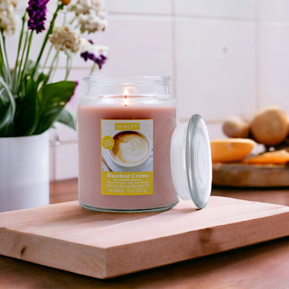Hosley® Hazelnut Crème Highly Fragranced, 18 Oz wax, Large Jar Candle
