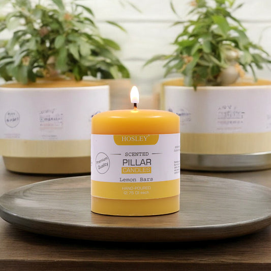 Hosley® Lemon Bar Highly Fragranced 3inch Pillar Candle