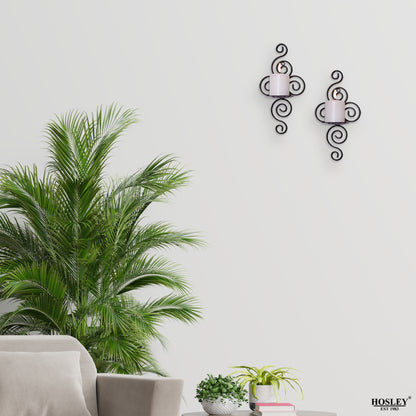 Hosley Set of 2 Decorative Wall Sconce With Free Candles (Black Matte)