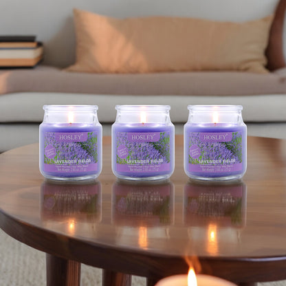 Hosley Lavender Fields Fragranced Jar Candles – Set of 3, 2.65 Oz Each