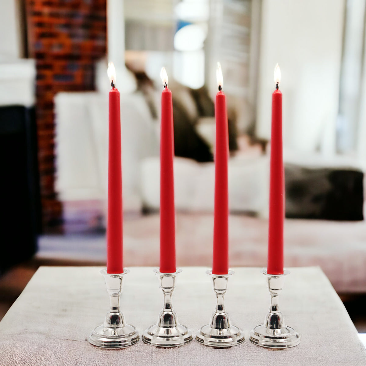 Hosley® Pack of 4 Unscented  25.4cm High Red Taper Candles
