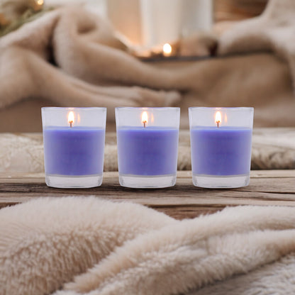 Set of 3 Hosley® Highly Fragranced Lavender Fields Filled Glass Candles, 1.6 Oz wax each