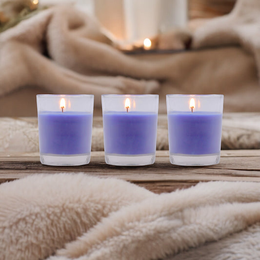 Set of 3 Hosley® Highly Fragranced Lavender Fields Filled Glass Candles, 1.6 Oz wax each
