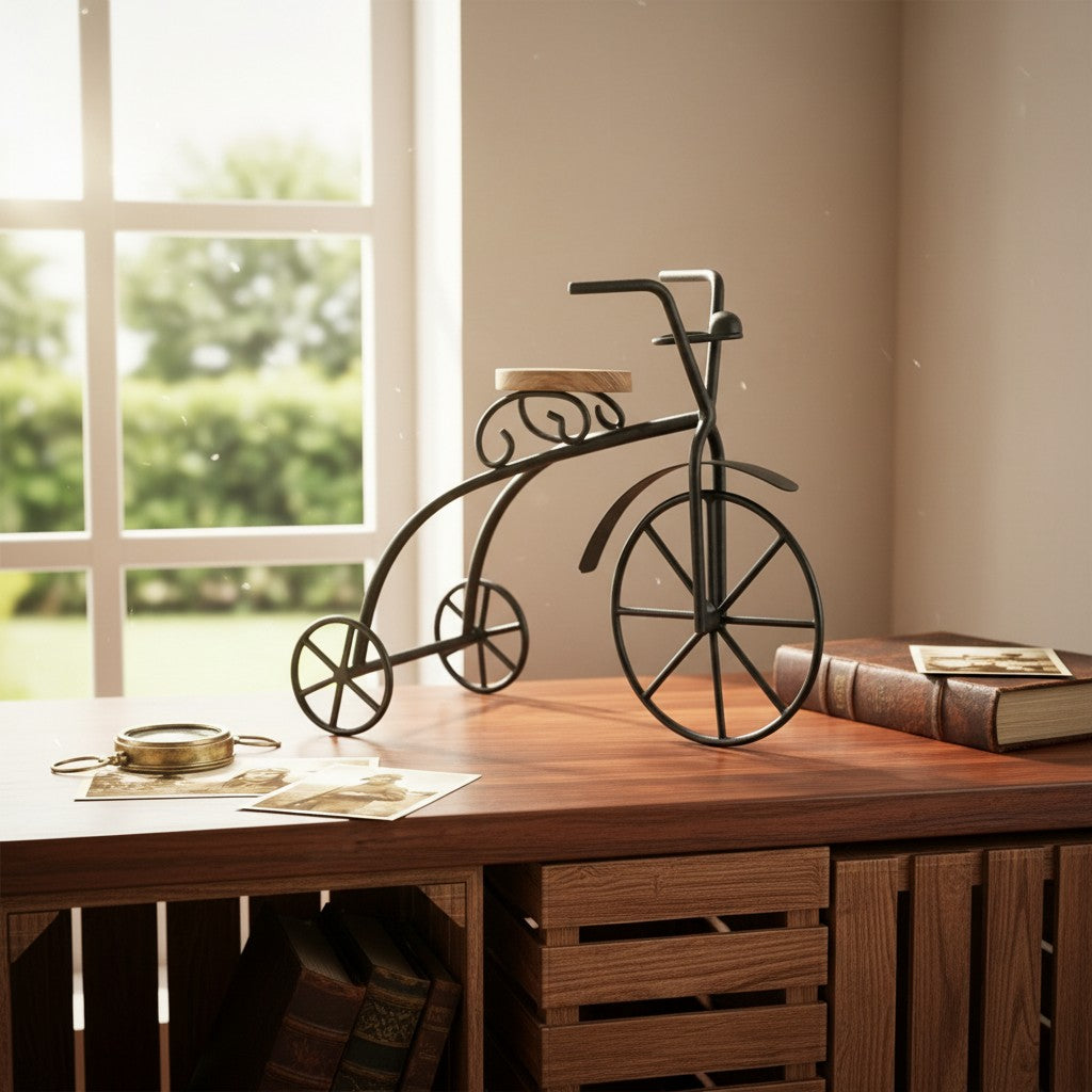 Hosley Decorative Metal Bicycle Showpiece, 5.25" High Black, Pack of 1