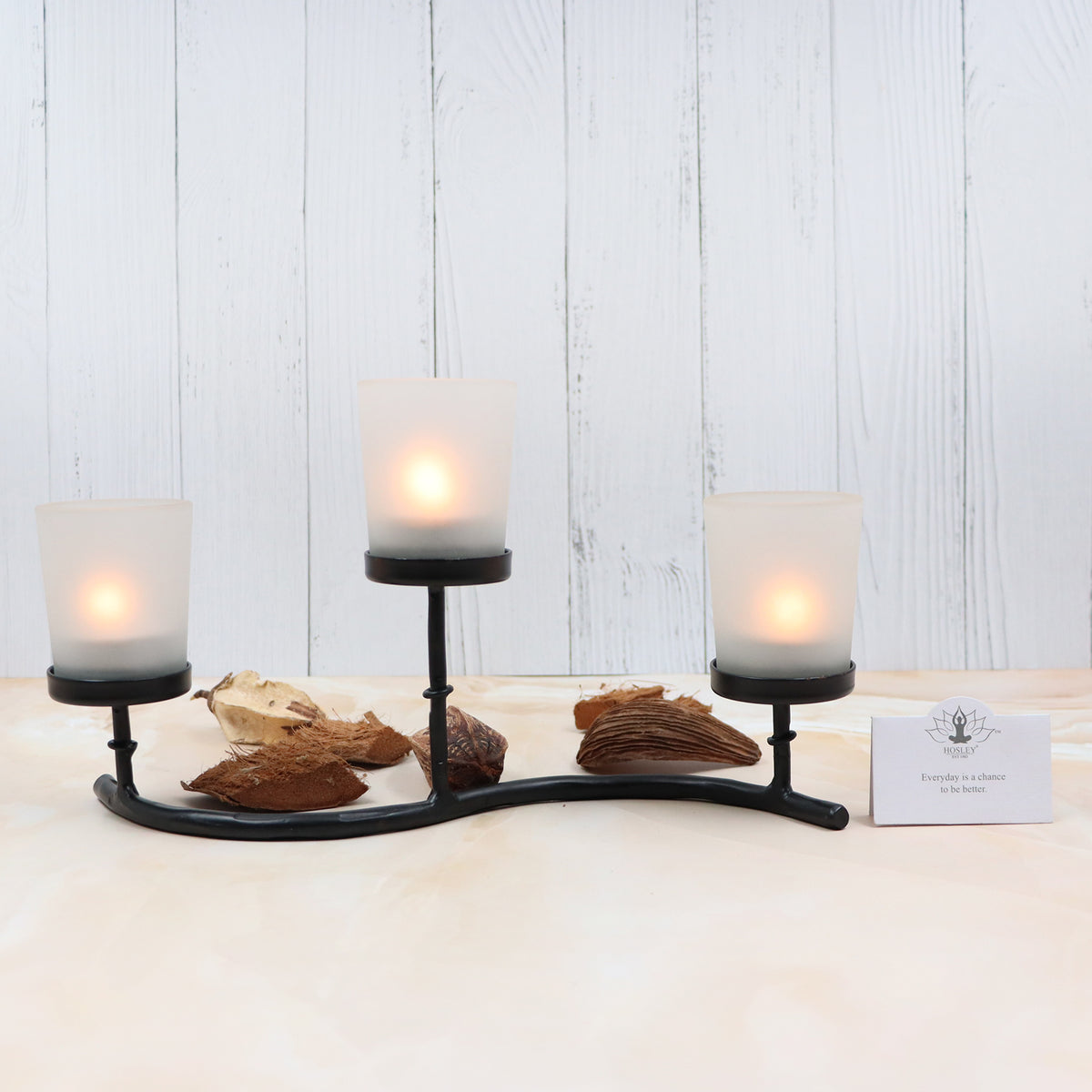 Hosley 29cm Frosted Glass Tealight Holder