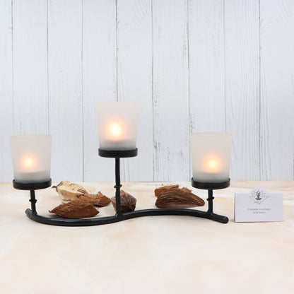 Hosley 29cm Frosted Glass Tealight Holder