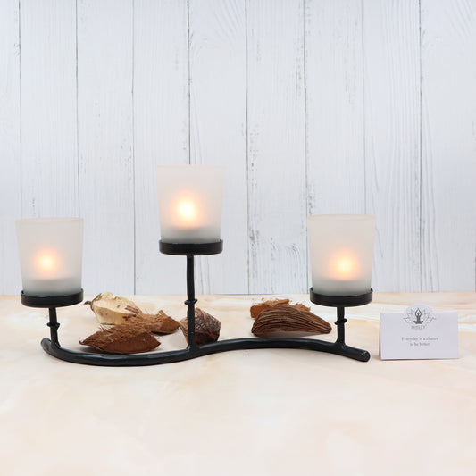 Hosley 29cm Frosted Glass Tealight Holder