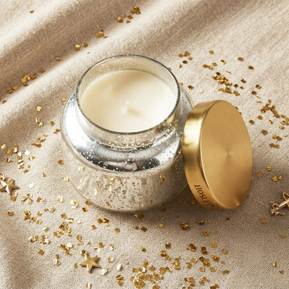 HOSLEY Lavender Silver Mercury Glass Scented Jar Candle with Gold Lid,Pack of 1