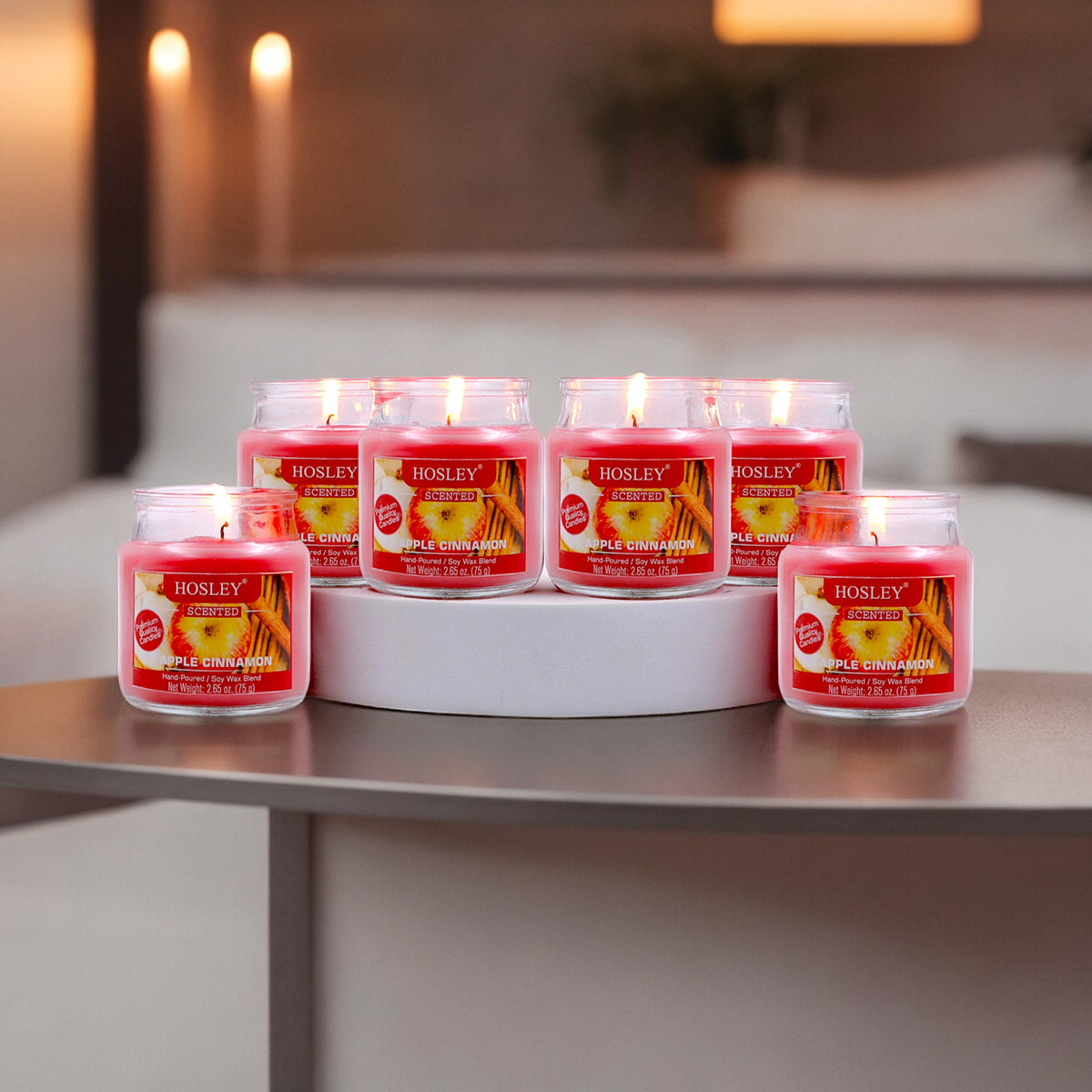 Hosley® Apple Cinnamon Jar Candles - Set of 6