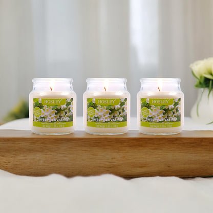 Set of 3 Hosley®  Sweet Pea Jasmine Highly Fragranced Jar Candles 2.65 Oz wax each