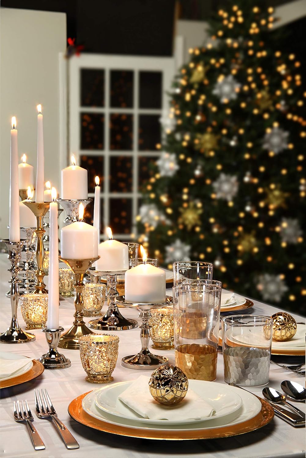 Hosley Set of 1 Silver Finish Metal Taper Candle Holder 8.2" High Decorative Tall Candlestick Stand
