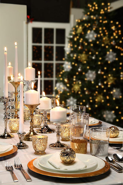 Hosley Set of 1 Silver Finish Metal Taper Candle Holder 8.2" High Decorative Tall Candlestick Stand