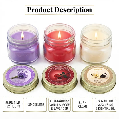 Scented Candles Gift Set 3 oz, Lavender Rose