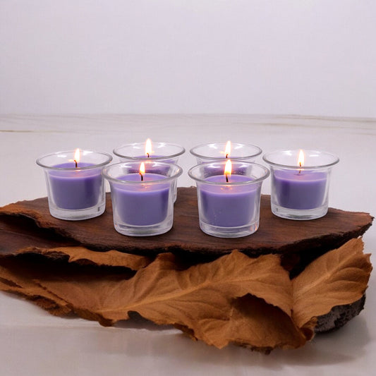 Hosley Highly Fragranced Lavender Filled Votive Glass Candle Holder - Pack of 6, Purple