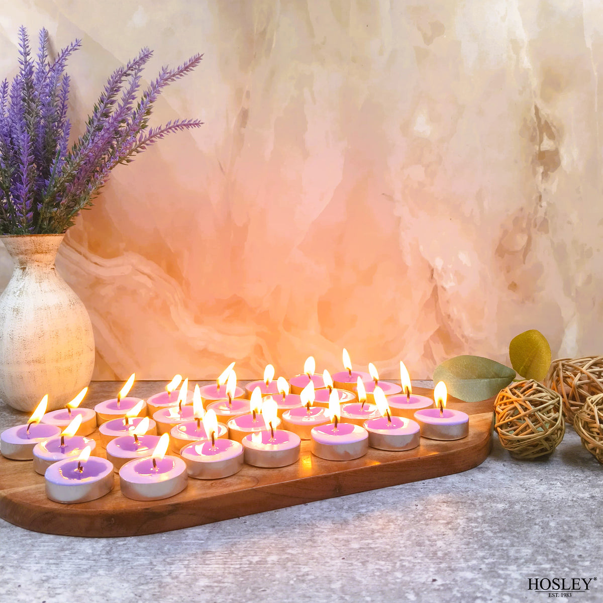 Hosley Lavender Fragranced Tea Light Candles – Set of 30