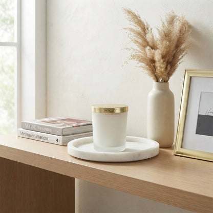 HOSLEY Unscented Wax Candle with Frosted Glass Jar