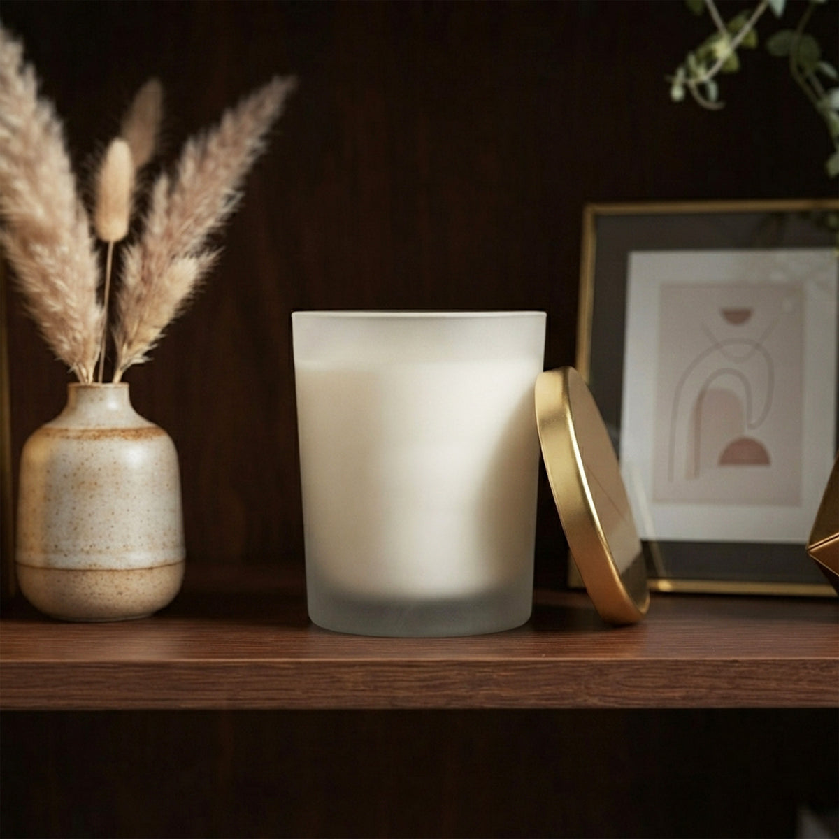 HOSLEY Vanilla Scented Candle with Frosted Glass Jar