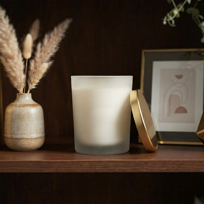HOSLEY Vanilla Scented Candle with Frosted Glass Jar