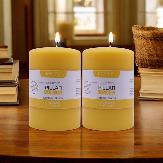 Hosley Set of 2 Lemon Bar 4Inchs Pillar Candles