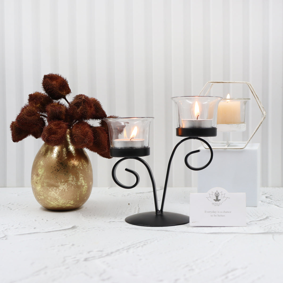Hosley V-Shape 2-Cup Tealight Holder