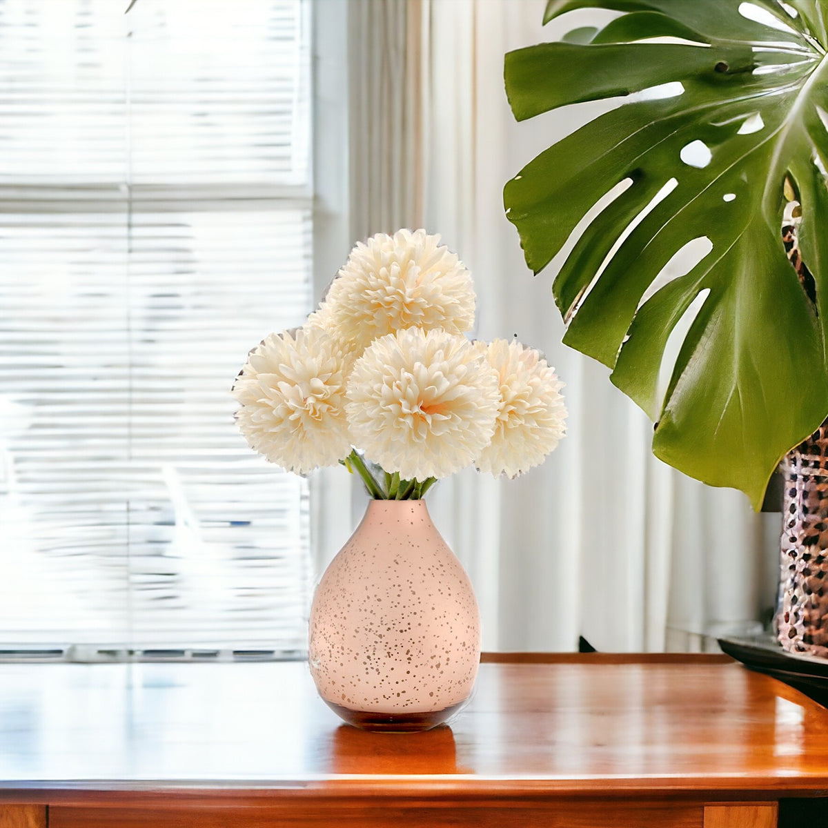 HOSLEY Rose Gold Mercury Glass Vase