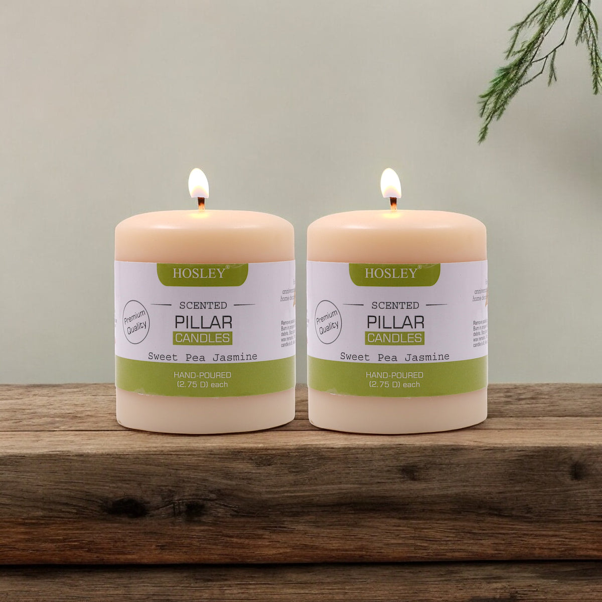 Hosley Set of 2 Sweeet Pea Jasmine 3Inchs Pillar Candles