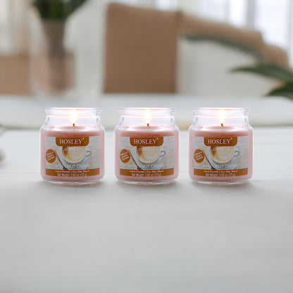 Hosley Hazelnut Crème Fragranced Jar Candles – Set of 3, 2.65 Oz Each