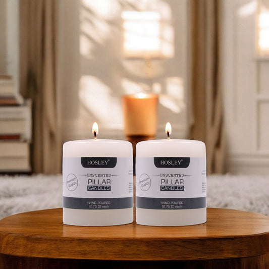 Set of 2 Hosley® Unscented 3inch Pillar Candles