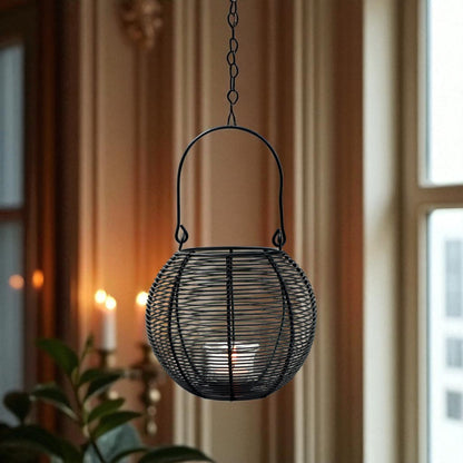 Hosley Tealight Candle Holders, Metal Wire Lantern Candle Holder, Black, Pack of 1