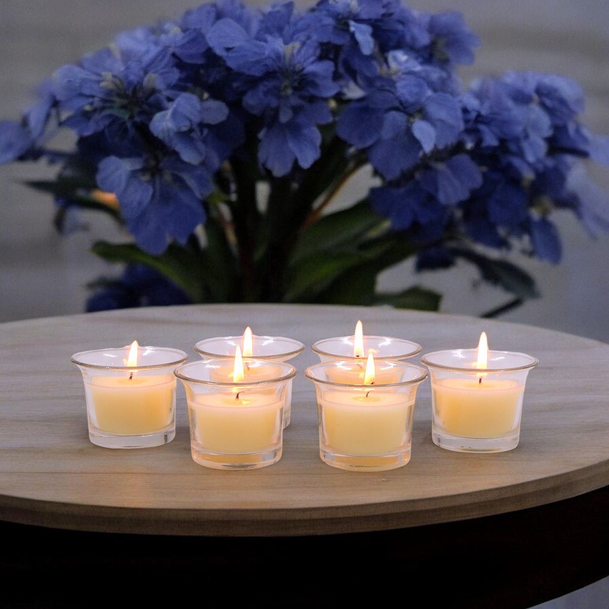 Hosley Highly Fragranced Sweet Pea Jasmine Filled Votive Glass Candle Holder - Pack of 6, White