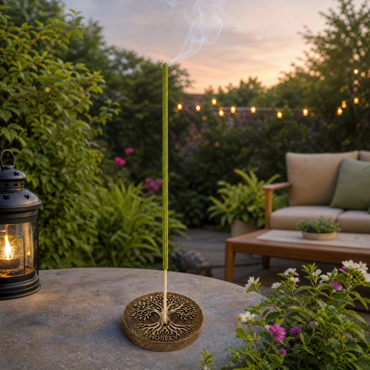 Hosley Citronella & Lemongrass Garden Incense Sticks with Wooden Holder, 60 PCs