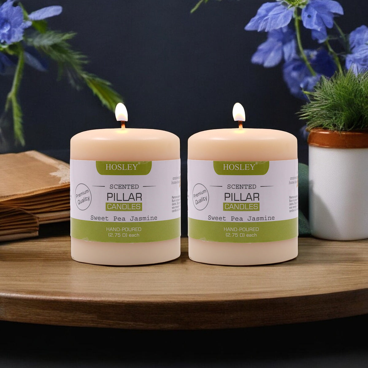 Hosley Set of 2 Sweeet Pea Jasmine 3Inchs Pillar Candles