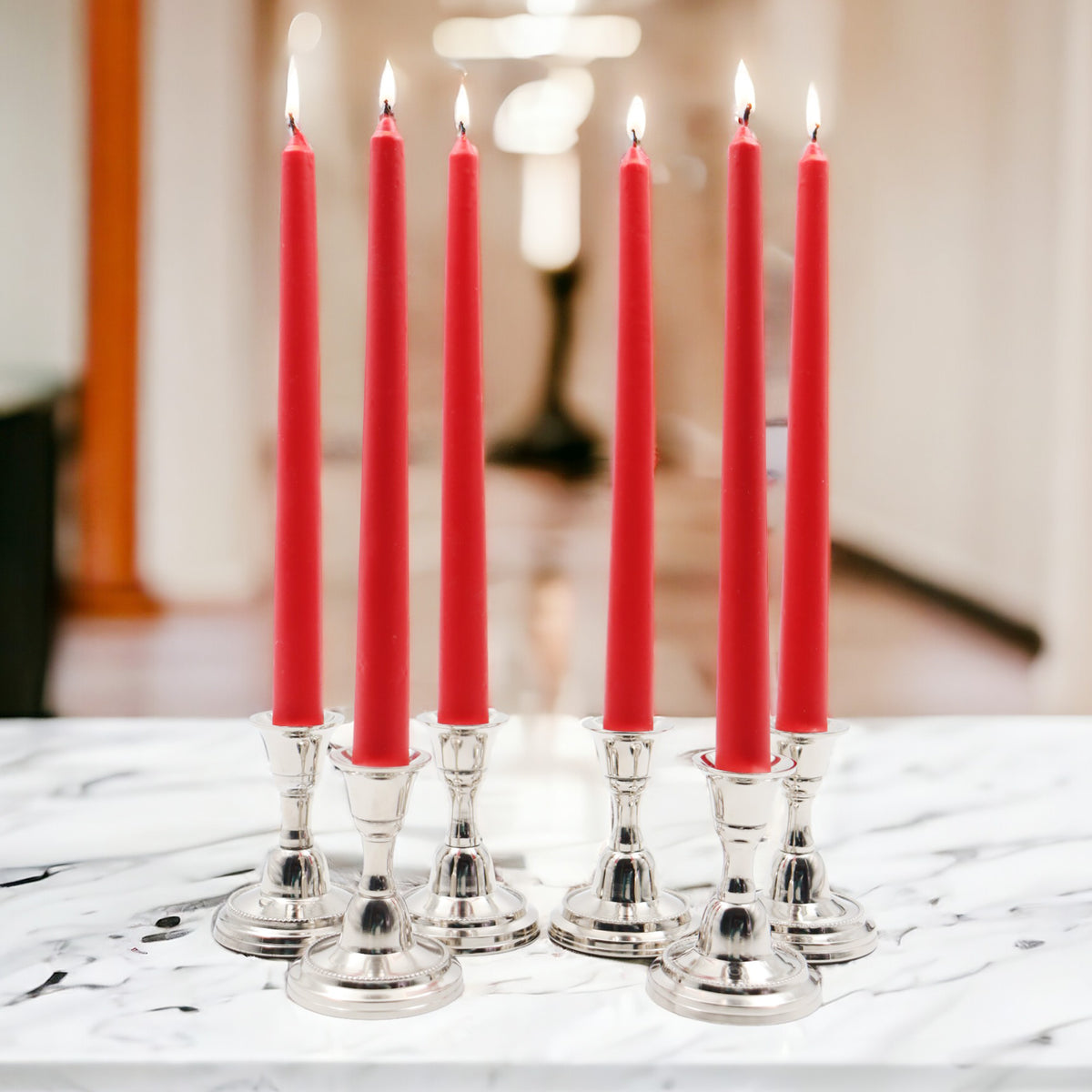 Hosley Apple Cinnamon Fragranced Red Taper Candles – Pack of 6, 25.4cm