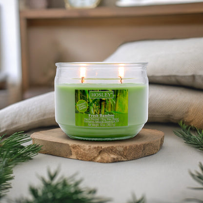 Hosley® Fresh Bamboo  Highly Fragranced, 2 Wick, 10 Oz wax, Jar Candle