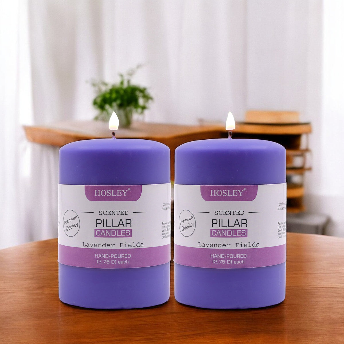 Hosley Set of 2 Lavender Fields 4Inchs Pillar Candles