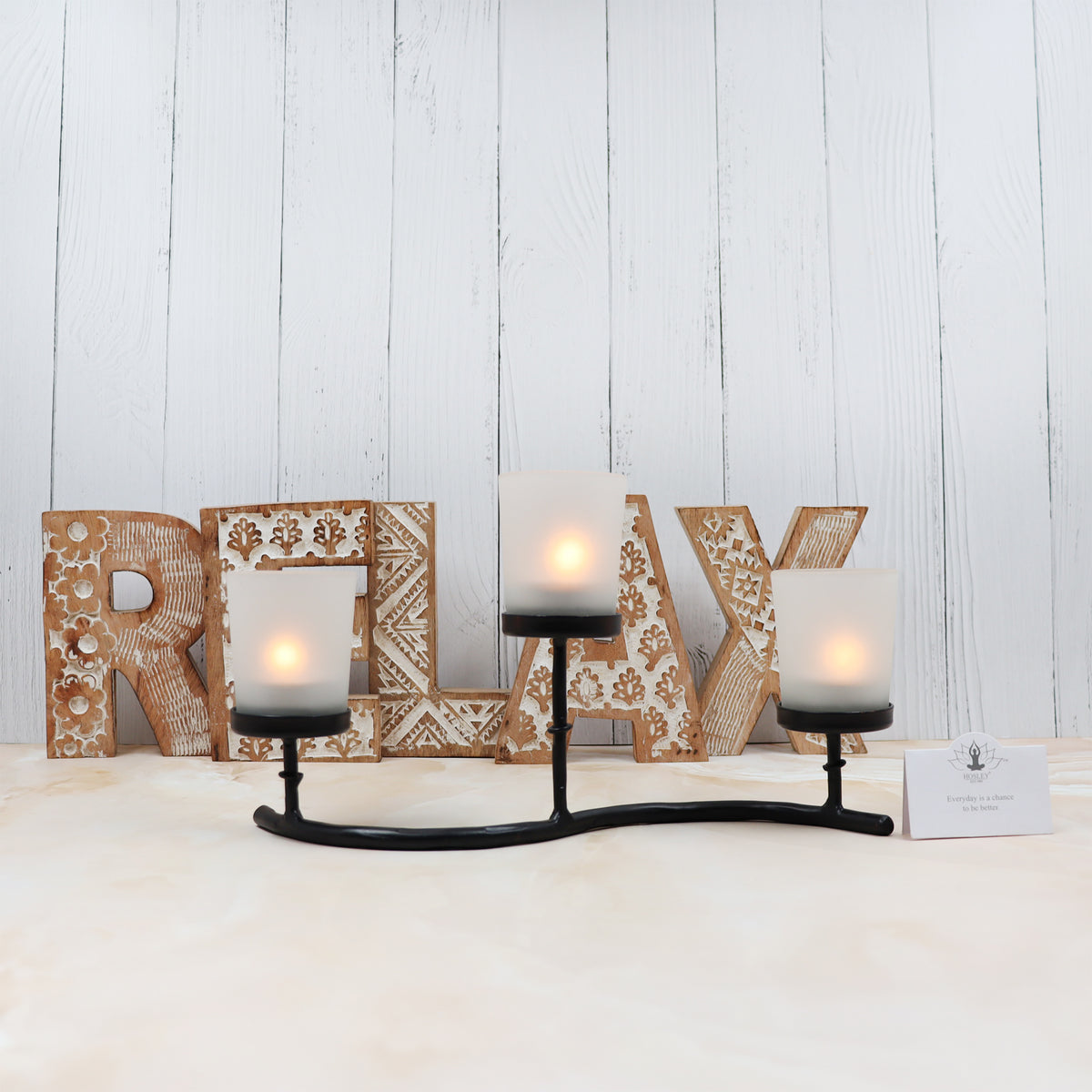 Hosley 29cm Frosted Glass Tealight Holder
