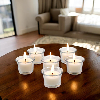 Hosley Unscented Votive Glass Candle Holder - Pack of 6, White