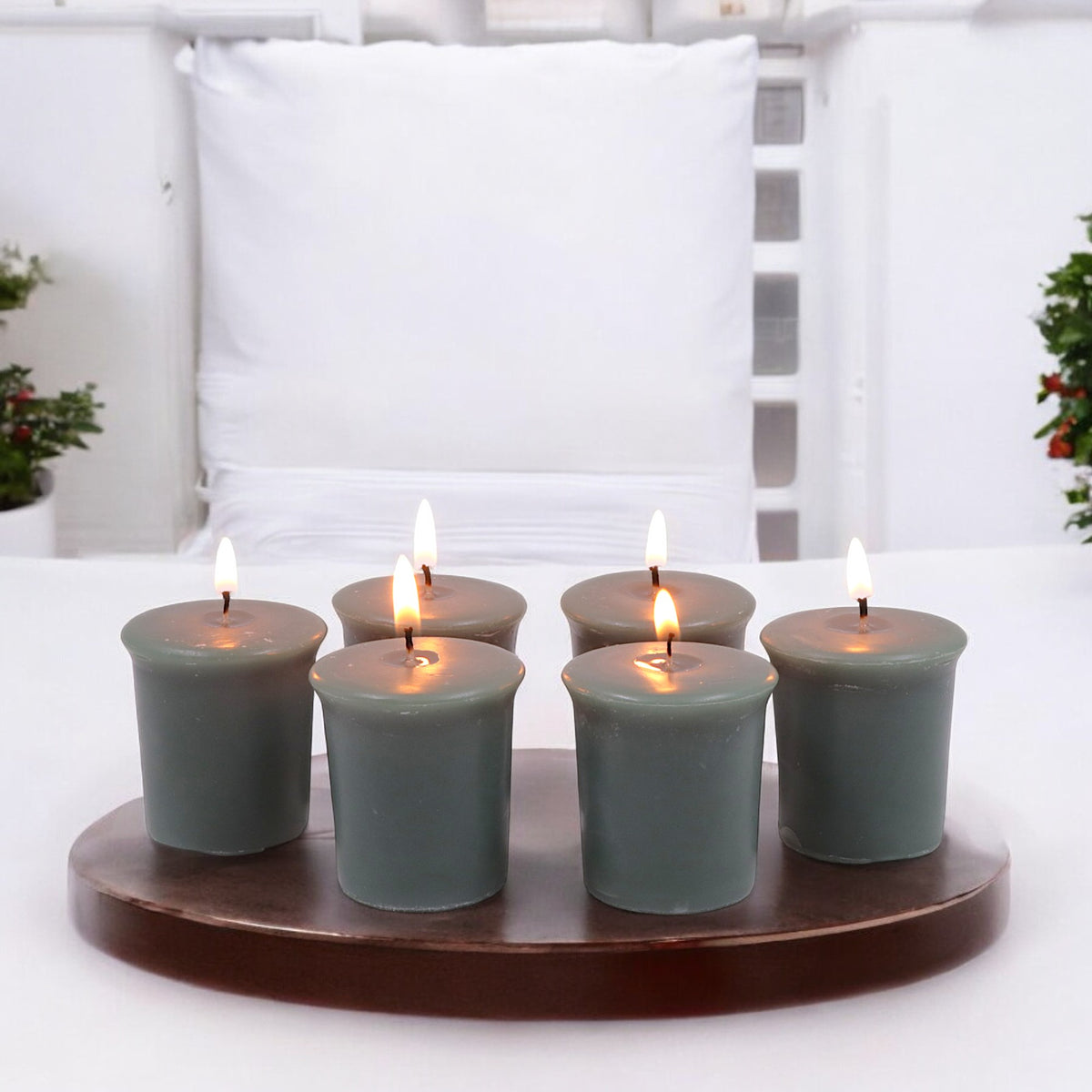 Set of 6 Hosley® 15 Hour Burn Time Each, Eucalyptus Mint Highly Fragranced  Votive Candles